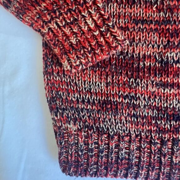 Vintage Cable Knit Acrylic Cardigan Sweater Chunky Fisherman Women's Large Red - Picture 14 of 16